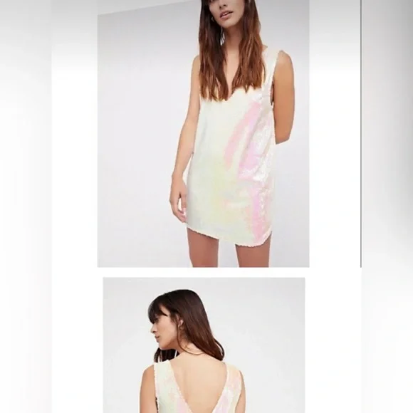 free people white sequin dress Free People White Sequin Dress